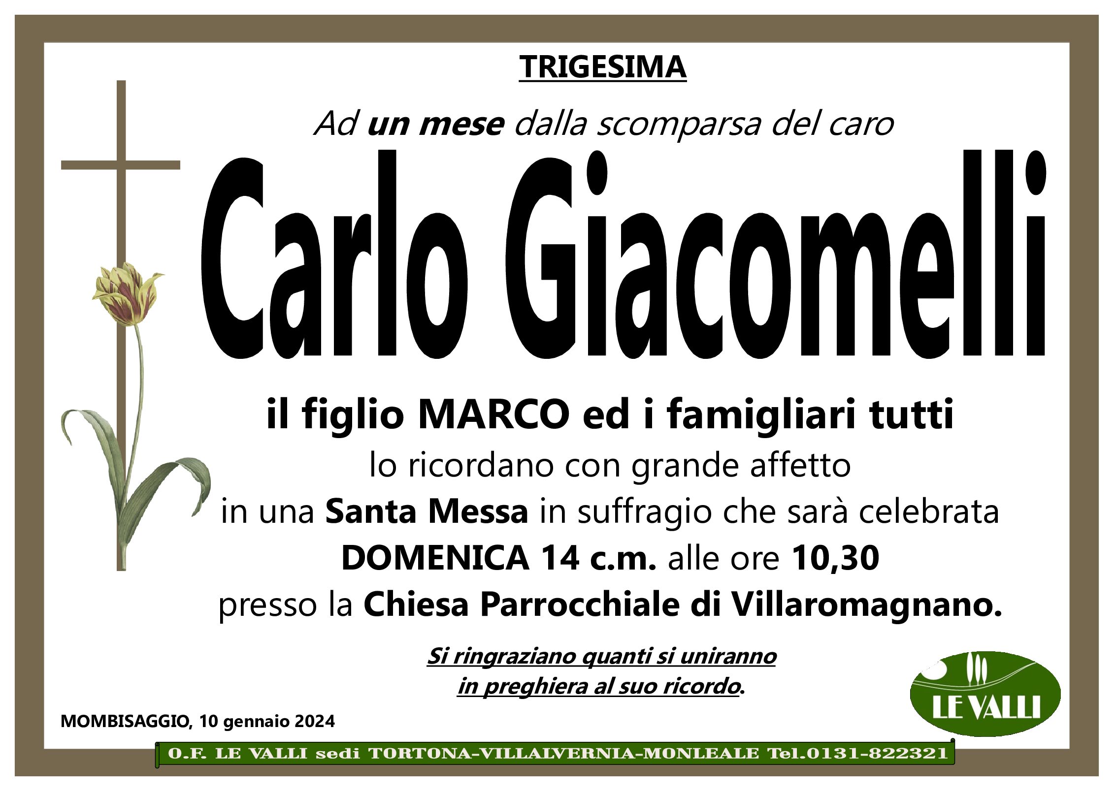 trigesima Carlo Giacomelli